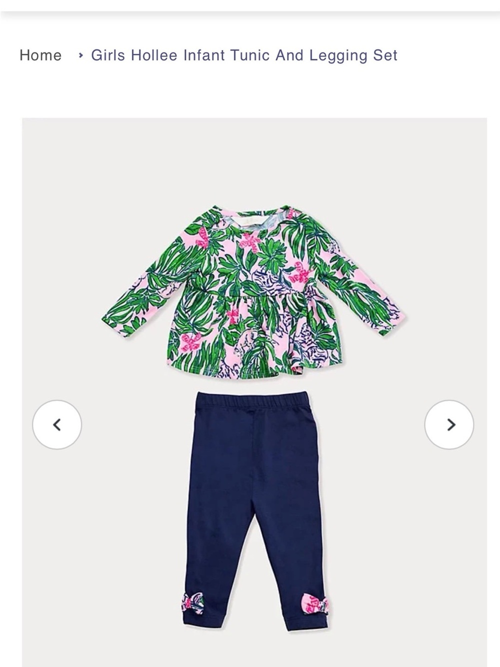 Never Worn Lilly Pulitzer Pink Green Tropical Tunic & Navy Legging Set